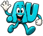 Gday.au, the FreedDomains .au mascot: a turquoise cartoon .au domain extension with two big eyes and a wide smile, waving hello